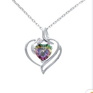 Beautiful Rainbow Topaz & Cubic Zirconia Necklace